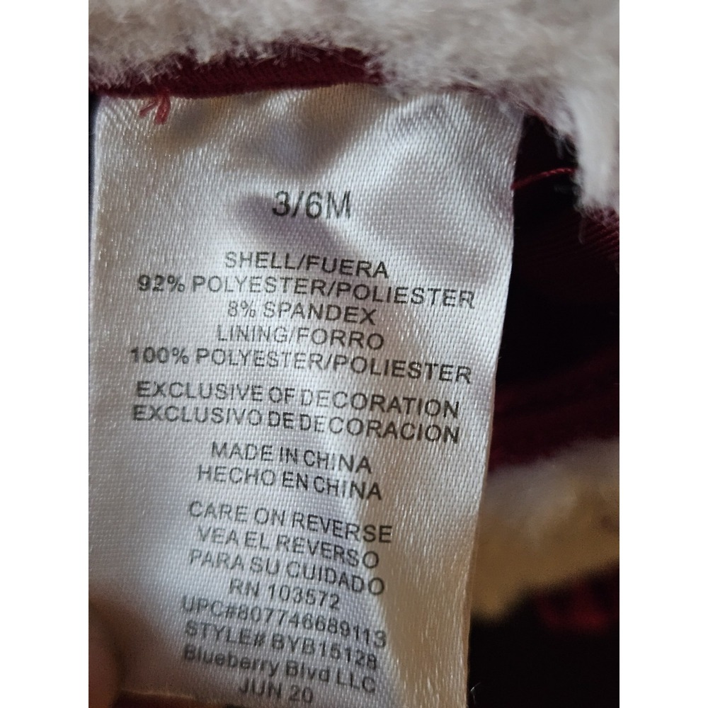 Blueberi Boulevard Baby Girl Red Velvet Holiday Dress 3–6M Faux‎ Fur Collar Xmas - Picture 6 of 8